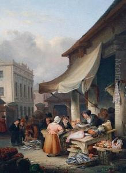 The Fish Market At Plymouth Oil Painting by Condy, Nicholas Matthews