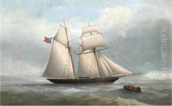 A Topsail Schooner Off The Coast Oil Painting by Condy, Nicholas Matthews