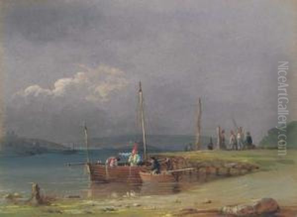 Plymouth Hoe And Drake's Island From Cremyll Point Oil Painting by Condy, Nicholas Matthews