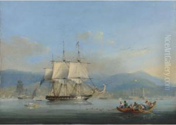 A British Corvette Off Algiers Oil Painting by Condy, Nicholas Matthews