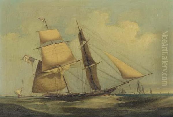 A Naval Brig Heaving-to In The Channel Oil Painting by Condy, Nicholas Matthews