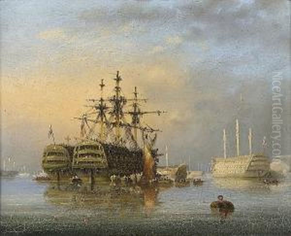 Paying Off The St. Vincent, Plymouth Oil Painting by Condy, Nicholas Matthews