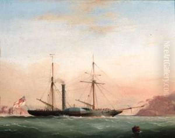 A Paddlesteamer In Plymouth 
Sound Off Mt. Edgcumbe; And A Paddlesteamer Off The Bishop's Rock 
Lighthouse Oil Painting by Condy, Nicholas Matthews