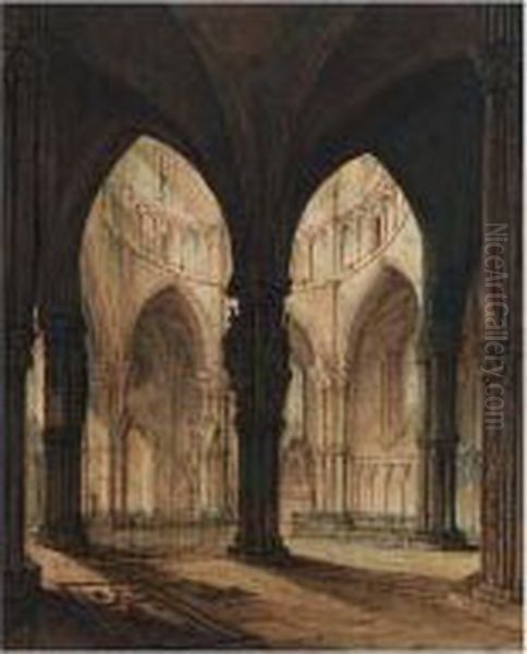 Interior Of The Temple Church Oil Painting by John Coney