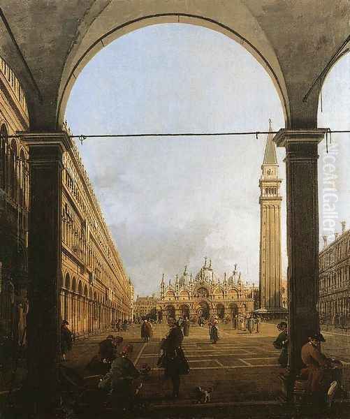 Piazza San Marco Looking East From The North West Corner Oil Painting by (Giovanni Antonio Canal) Canaletto