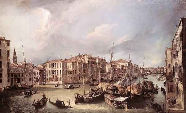 Grand Canal Looking North East Toward The Rialto Bridge Oil Painting by (Giovanni Antonio Canal) Canaletto