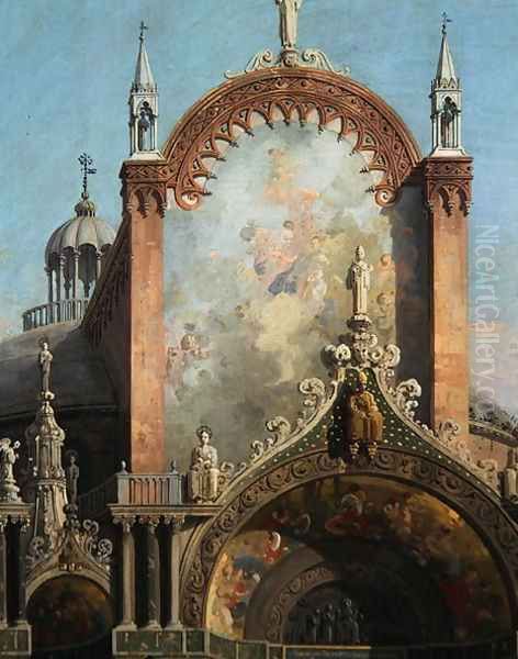 Detail of Capriccio of a Church (2) Oil Painting by (Giovanni Antonio Canal) Canaletto