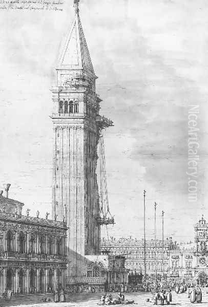 The Piazzetta Looking North The Campanile Under Repair Oil Painting by (Giovanni Antonio Canal) Canaletto