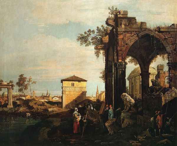 Landscape with Ruins I Oil Painting by (Giovanni Antonio Canal) Canaletto