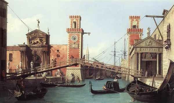 View Of The Entrance To The Arsenal Oil Painting by (Giovanni Antonio Canal) Canaletto