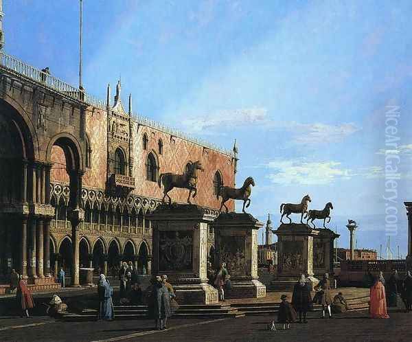 Capriccio With the Four Horses From the Cathedral of San Marco Oil Painting by (Giovanni Antonio Canal) Canaletto