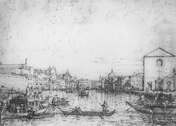 Grand Canal Looking North East From Santa Croce To San Geremia Oil Painting by (Giovanni Antonio Canal) Canaletto