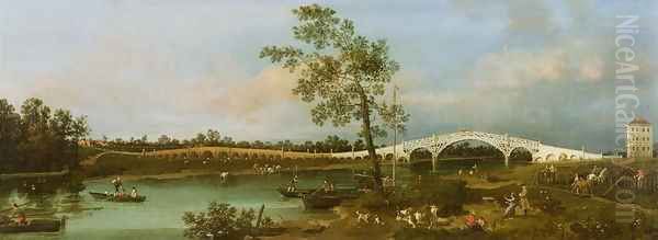 Old Walton's Bridge, 1755 Oil Painting by (Giovanni Antonio Canal) Canaletto