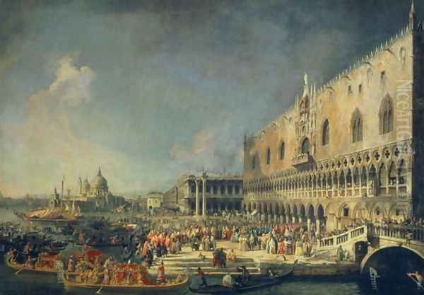 The Reception of the French Ambassador in Venice, c.1740's Oil Painting by (Giovanni Antonio Canal) Canaletto