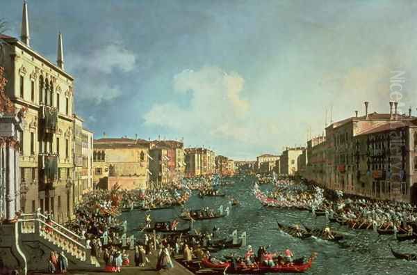 Venice- A Regatta on the Grand Canal, c.1740 Oil Painting by (Giovanni Antonio Canal) Canaletto