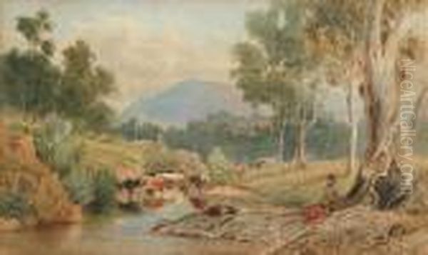 Near Tallarook, On The Sydney Road Oil Painting by Ebenezer Wake Cook