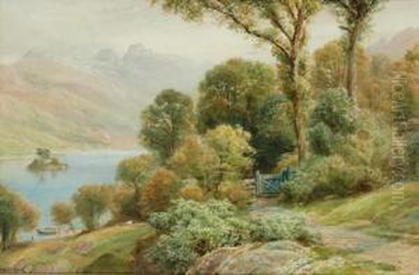 Wordsworth Walk Rydal Water Oil Painting by Ebenezer Wake Cook