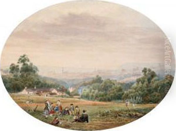 Picnic With City Panorama Oil Painting by Ebenezer Wake Cook