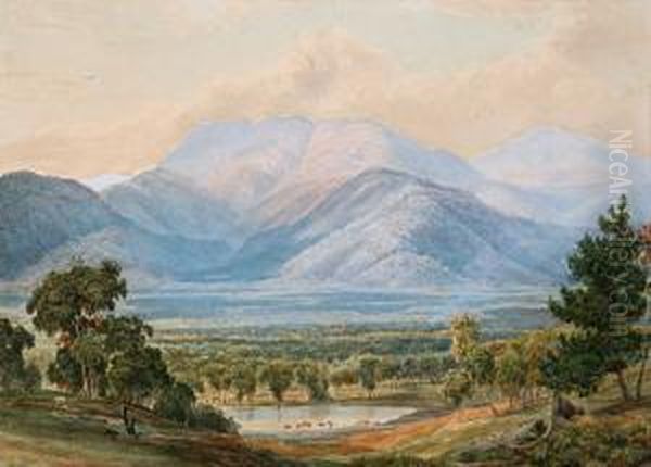 Victorian Landscape With Mountains And Lake Oil Painting by Ebenezer Wake Cook