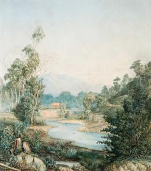 Victorian River Scene Oil Painting by Ebenezer Wake Cook