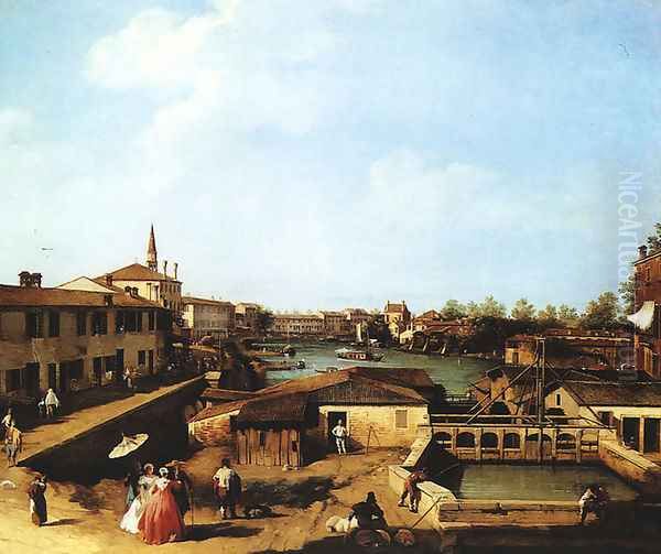 Lock at Dolo, on the Brenta Oil Painting by (Giovanni Antonio Canal) Canaletto