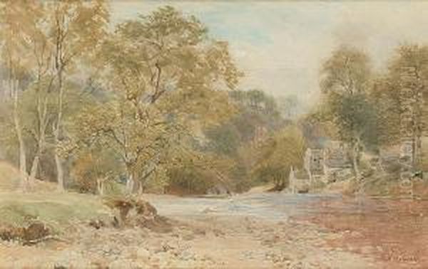 A Cottage By A River Oil Painting by Ebenezer Wake Cook