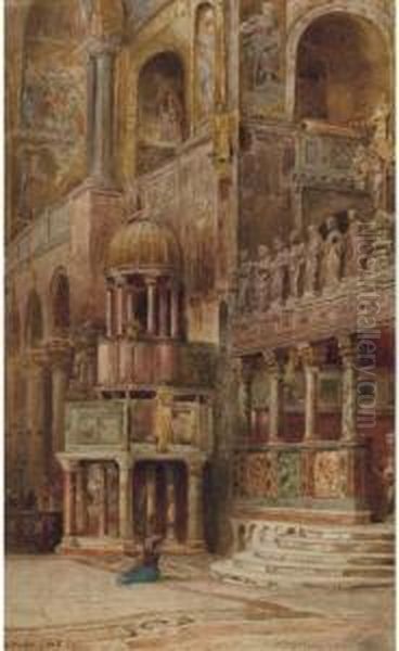 In The Basilico San Marco, Venice Oil Painting by Ebenezer Wake Cook