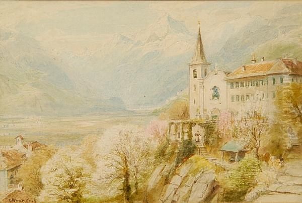 Entrance To The St.gothard Pass From Bellinzona Oil Painting by Ebenezer Wake Cook