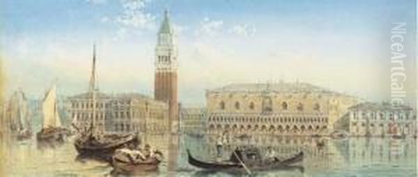 The Doge's Palace And The Campanile Of St. Mark's From The Grand Canal, Venice Oil Painting by Ebenezer Wake Cook