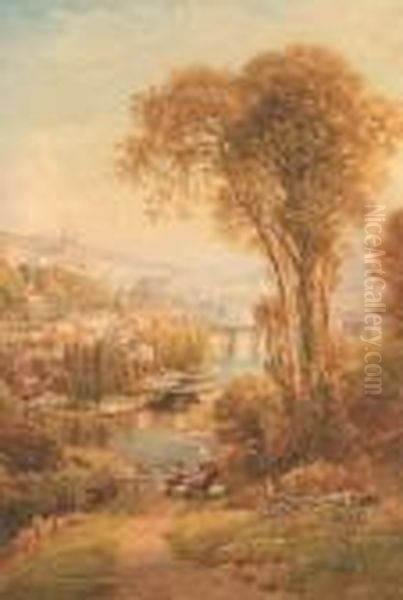 The River Vire At St Lo, Normandy Oil Painting by Ebenezer Wake Cook