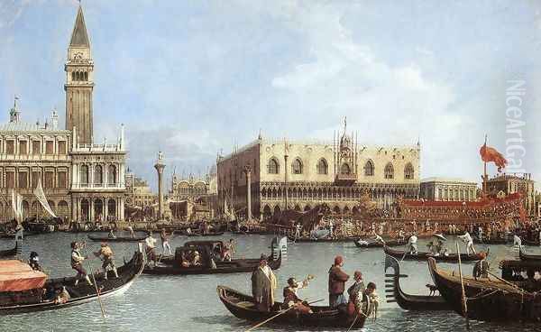 Return of the Bucentaurn to the Molo on Ascension Day Oil Painting by (Giovanni Antonio Canal) Canaletto