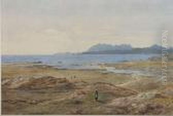 Figures On A Rocky Beach Oil Painting by Herbert Moxon Cook