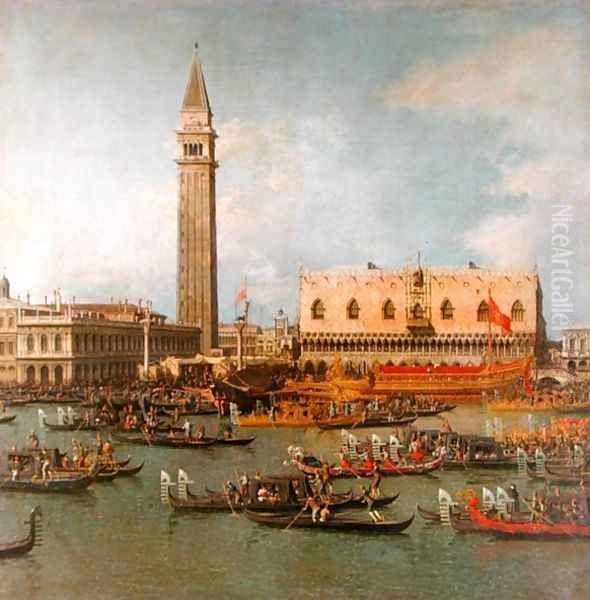 View of the Palace of St Mark, Venice, with preparations for the Doge's Wedding Oil Painting by (Giovanni Antonio Canal) Canaletto