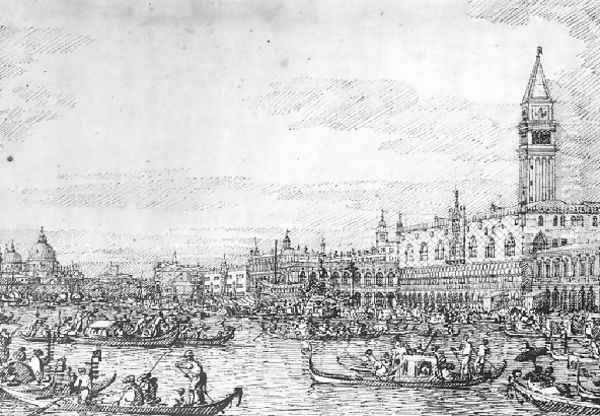 Venice The Canale Di San Marco With The Bucintoro At Anchor Oil Painting by (Giovanni Antonio Canal) Canaletto