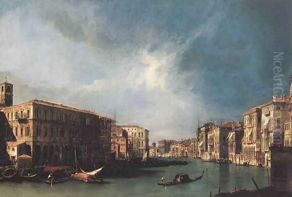 The Grand Canal From Rialto Toward The North Oil Painting by (Giovanni Antonio Canal) Canaletto