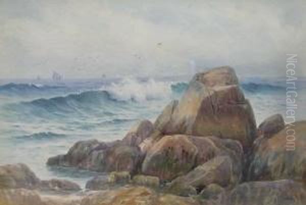 Rocky Shore Oil Painting by John A. Cook