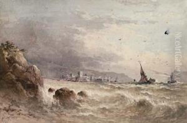 A Blustery Day Offshore Oil Painting by William Cook Of Plymouth