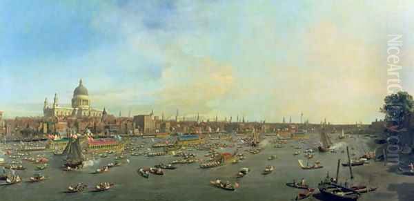 The River Thames with St. Paul's Cathedral on Lord Mayor's Day, c.1747-48 Oil Painting by (Giovanni Antonio Canal) Canaletto