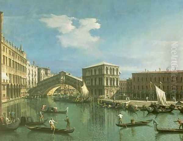 The Rialto Bridge, Venice (2) Oil Painting by (Giovanni Antonio Canal) Canaletto