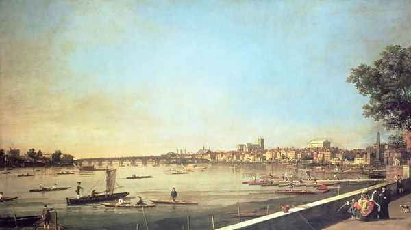 London, the Thames at Westminster and Whitehall from the Terrace of Somerset House, c.1750-51 Oil Painting by (Giovanni Antonio Canal) Canaletto