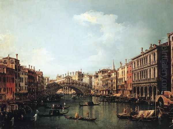 Rialto Bridge from the South Oil Painting by (Giovanni Antonio Canal) Canaletto