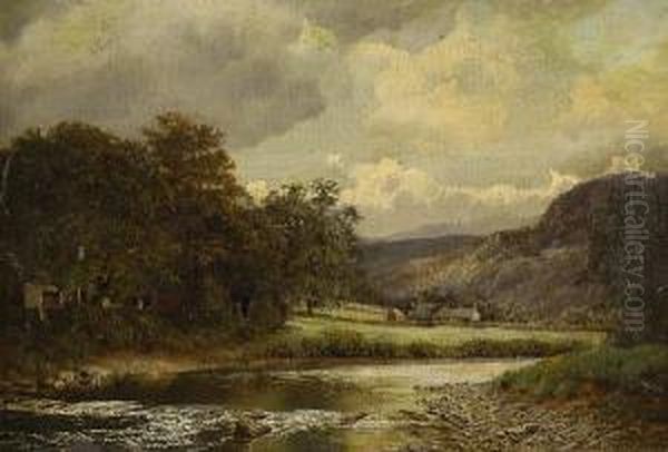 River Landscape Oil Painting by Isaac Cooke