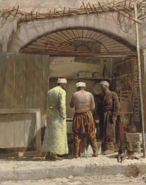 Negotiating In The Souk Oil Painting by Margaret Murray Cookesley