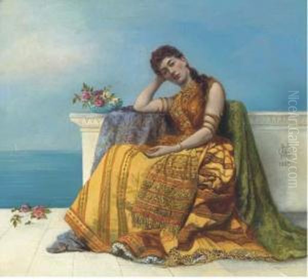 A Grecian Muse Oil Painting by Margaret Murray Cookesley