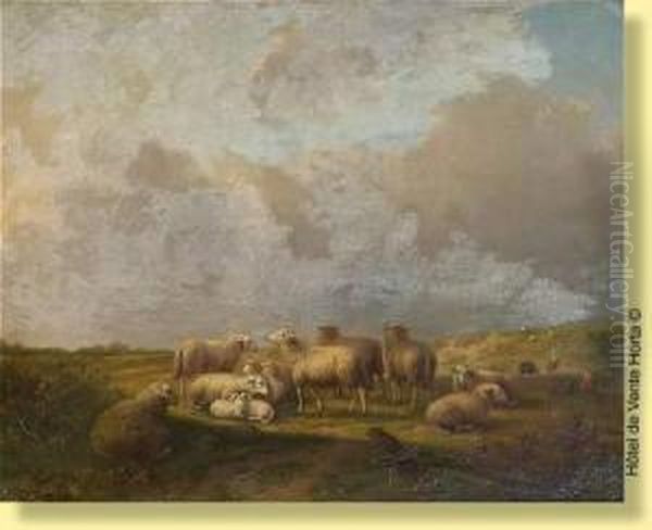 Troupeau De Moutons Dans Un Paysage Oil Painting by Auguste Coomans