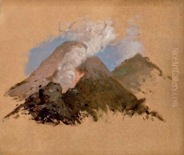 Etude De Volcan Oil Painting by Pierre Oliver Joseph Coomans