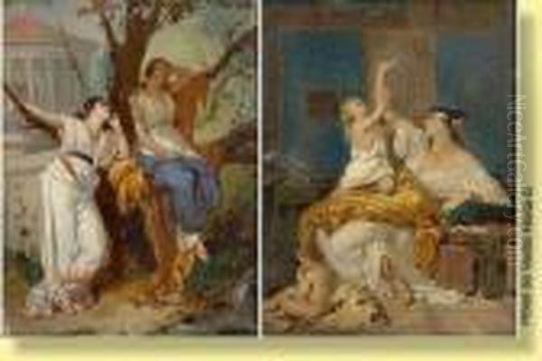 Allegories Du Bonheur Oil Painting by Pierre Oliver Joseph Coomans