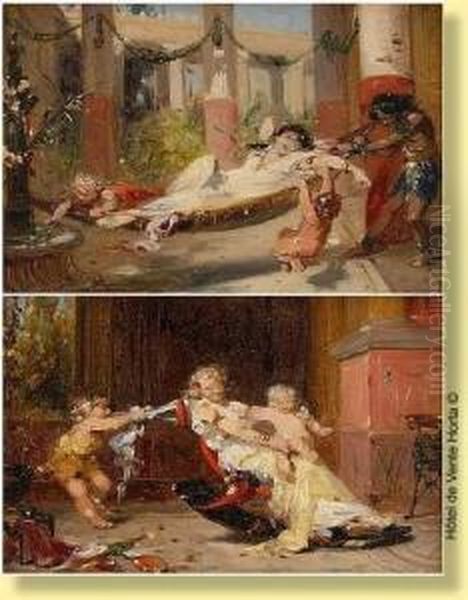 Jeux D'enfants Oil Painting by Pierre Oliver Joseph Coomans