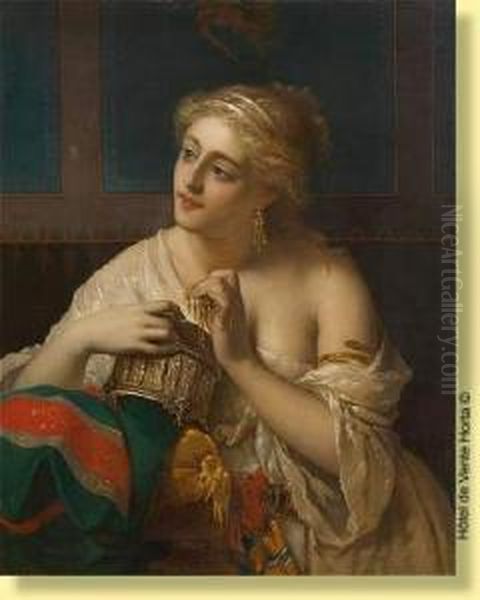 La Femme Aux Bijoux Oil Painting by Pierre Oliver Joseph Coomans