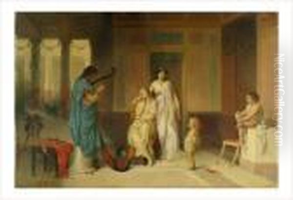 La Musicienne Egyptienne Oil Painting by Pierre Oliver Joseph Coomans